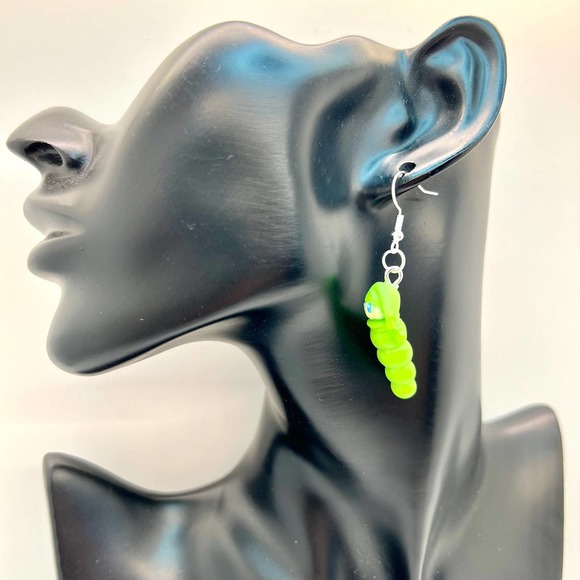 Glow Worm Earrings - Retro Toy Earrings - 90s Y2K Earrings - Kidcore Earrings - Picture 9 of 9